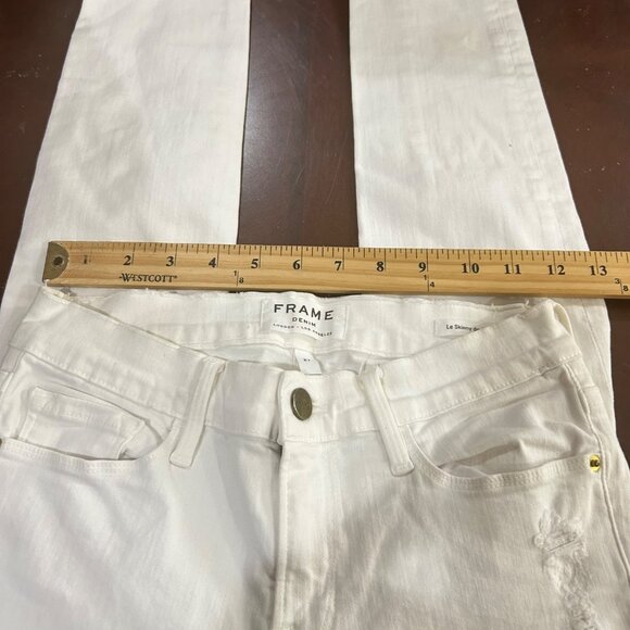 Frame Denim‎ Womens 27 White Le Skinny De Jeanne Distressed Skinny Jeans - Picture 6 of 12